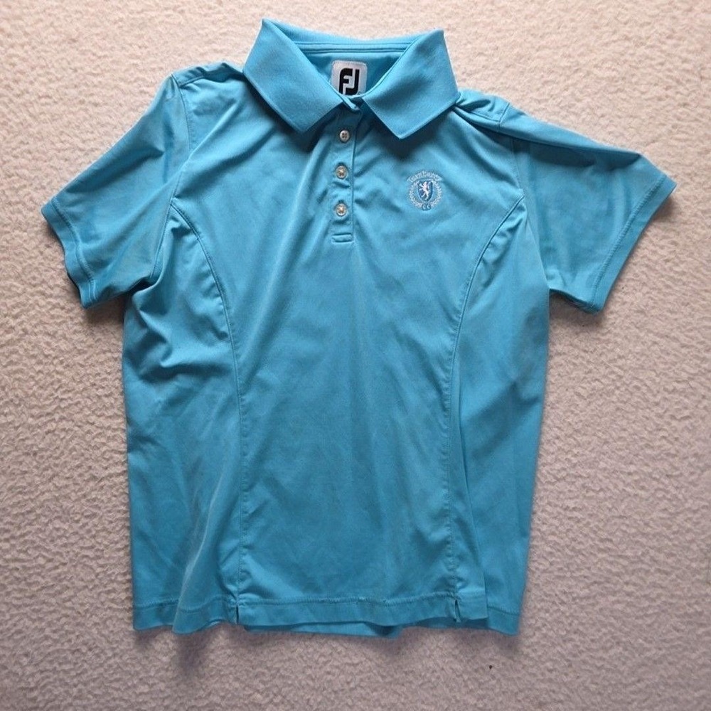 FootJoy Golf Polo Shirt Womens Large Blue Short Sleeve Jersey Performance Top